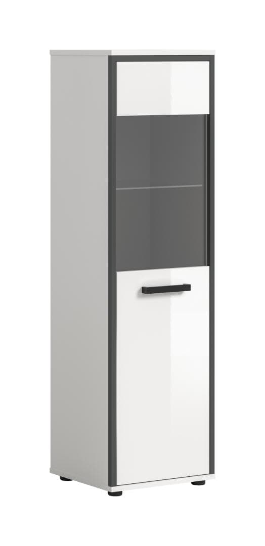 Kojak Badschrank 1 Glastür weiß, weiß Hochglanz.
