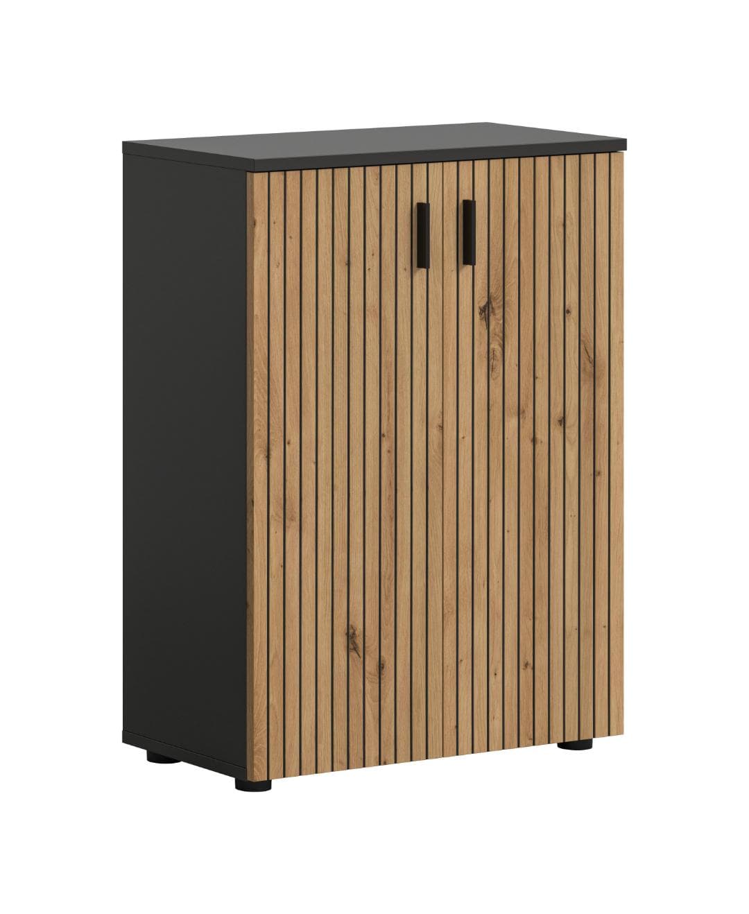 Mone Badschrank 2 Türen Eiche Dekor, dunkelgrau.