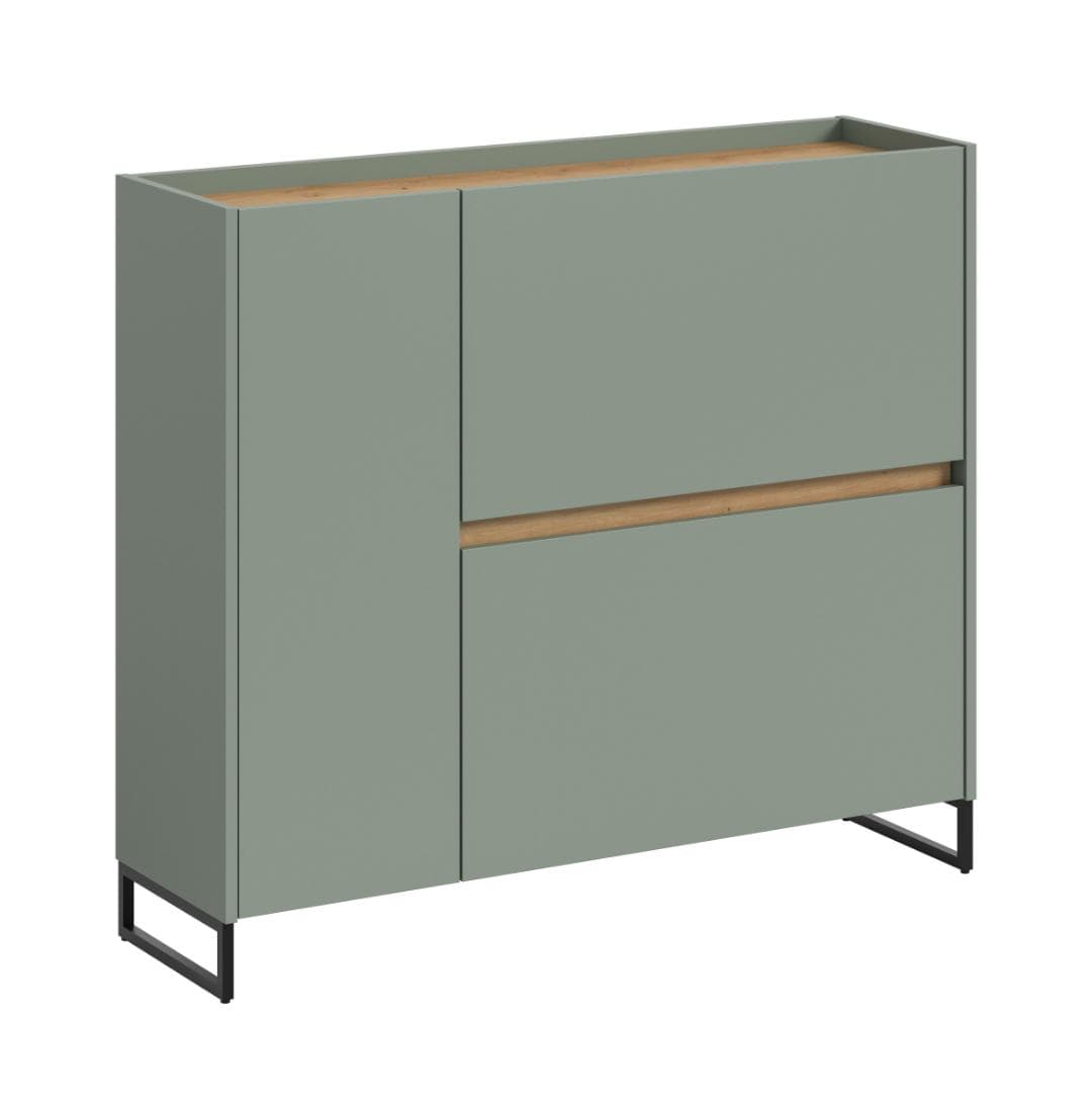 Drive Schuhschrank 1 Tür, 2 Klappentüren Salbeidekor.
