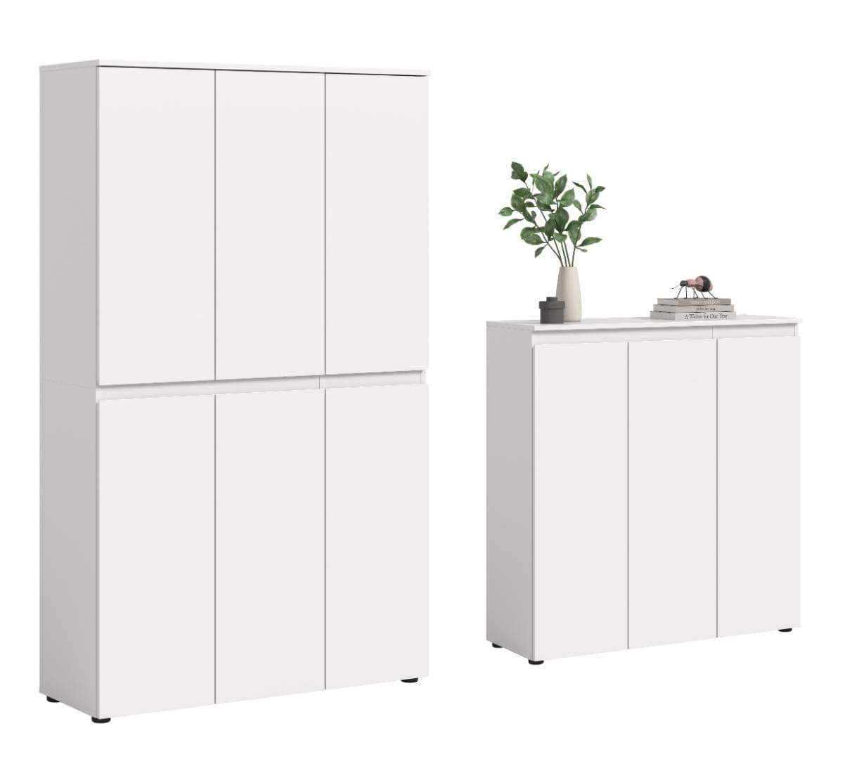 Scarpa Schlafzimmer-Set Kleiderschrank und Sideboard, 9 Türen weiß.