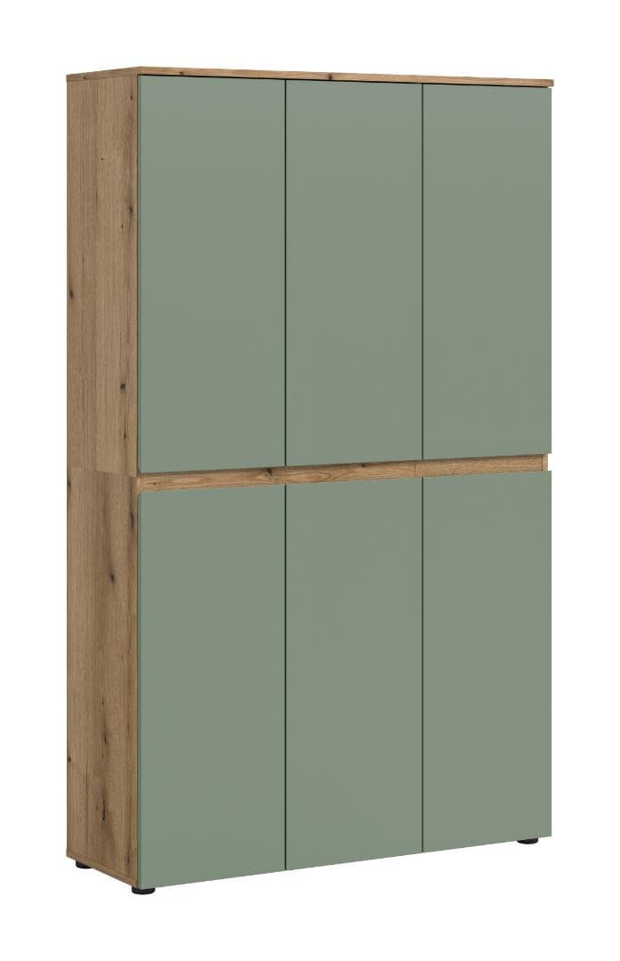 Scarpa Kleiderschrank 6 Türen Eiche Dekor, staubgrün.