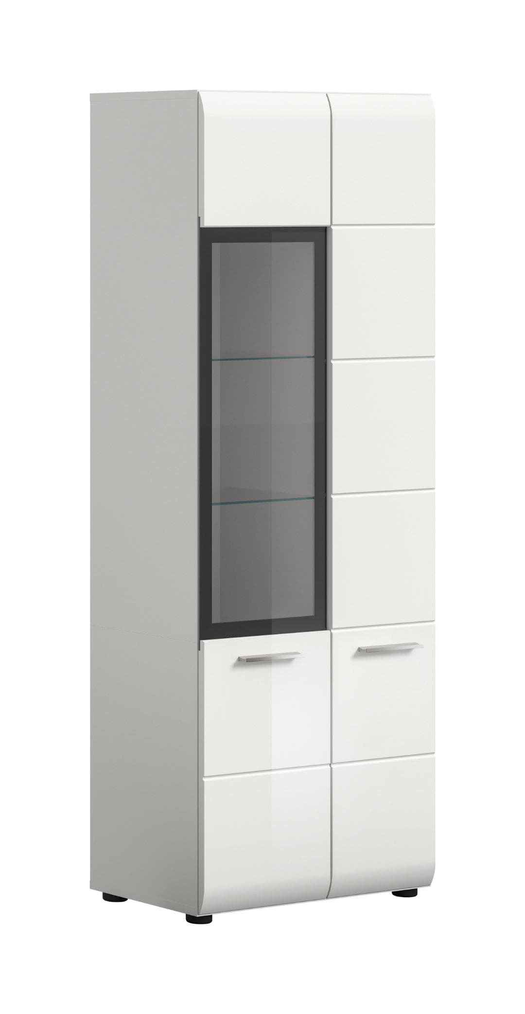 Ice Vitrinenschrank 1 Tür, 1 Glastür weiß, weiß Hochglanz.