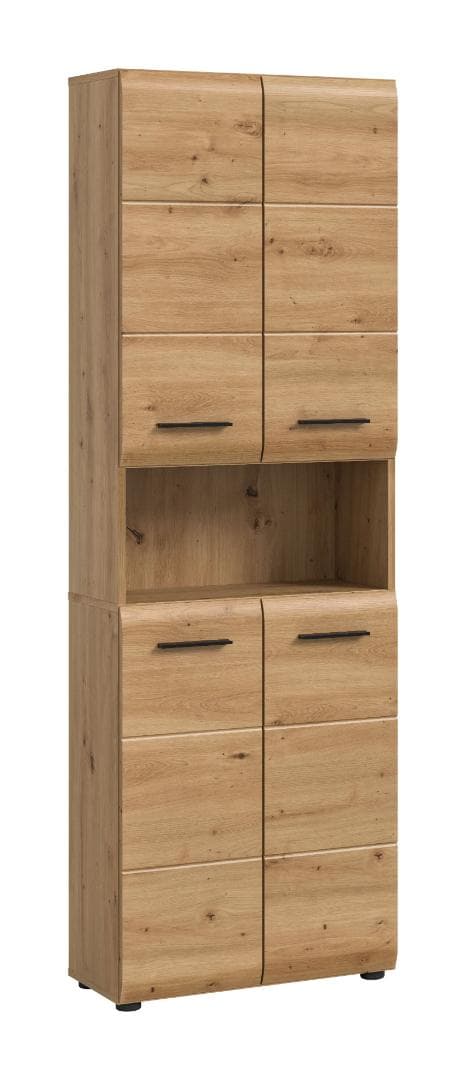 Ice Hochschrank Bad 4 Türen, 1 Regal Eiche Dekor.