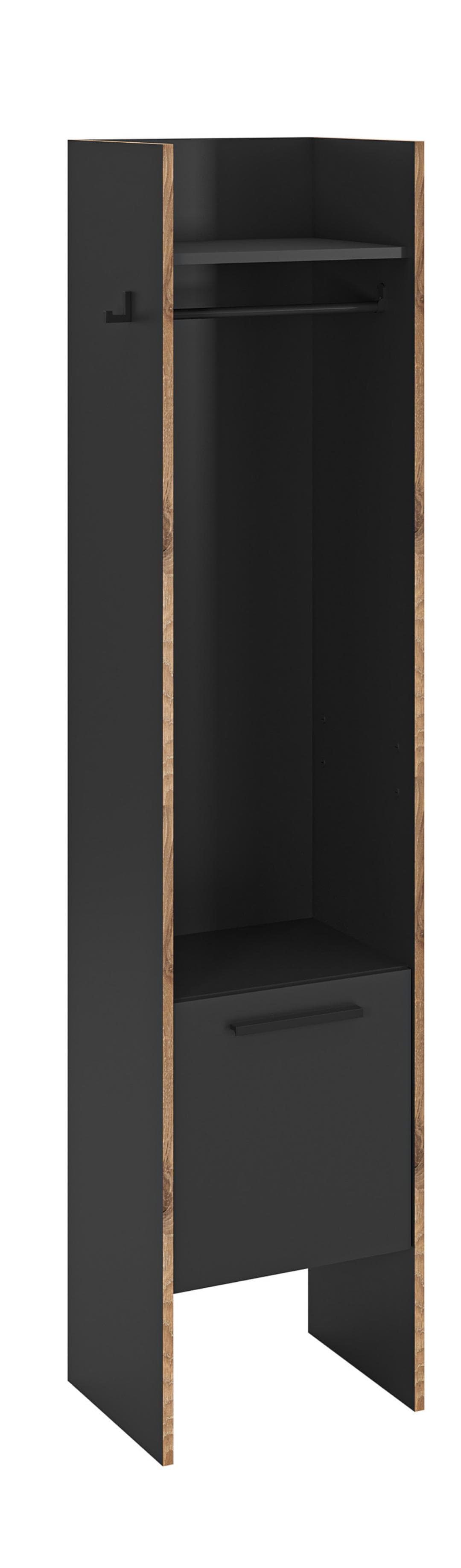 Bueno Kleiderschrank 1 Tür, 1 Regal, 2 Haken dunkelgrau.