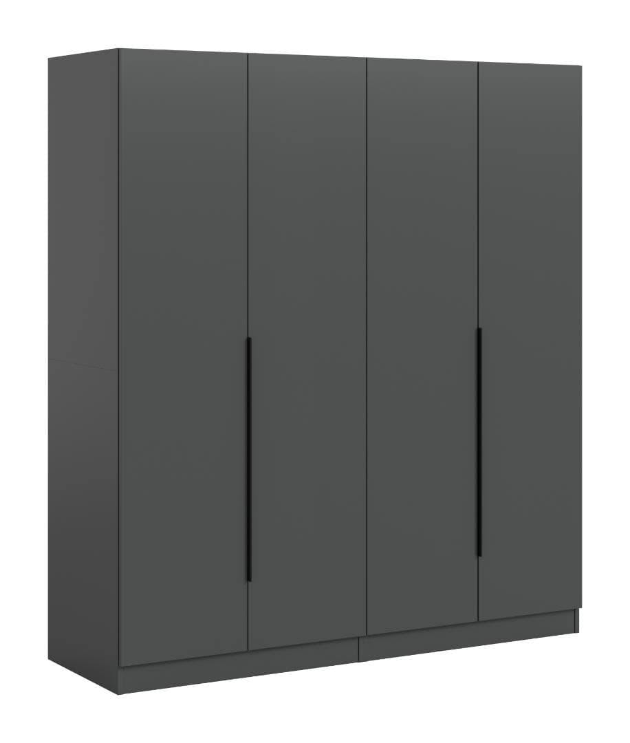 Kopenhagen Kleiderschrank 4 Türen Anthrazit.