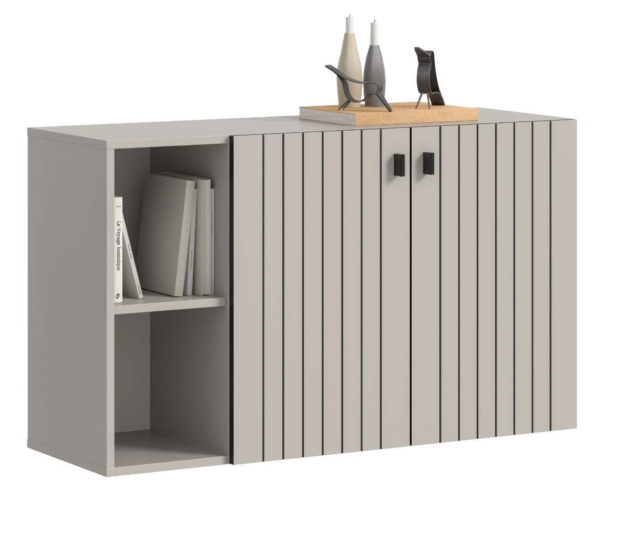 Station Schuhschrank 2 Türen, 2 Regalböden Kaschmir Dekor.