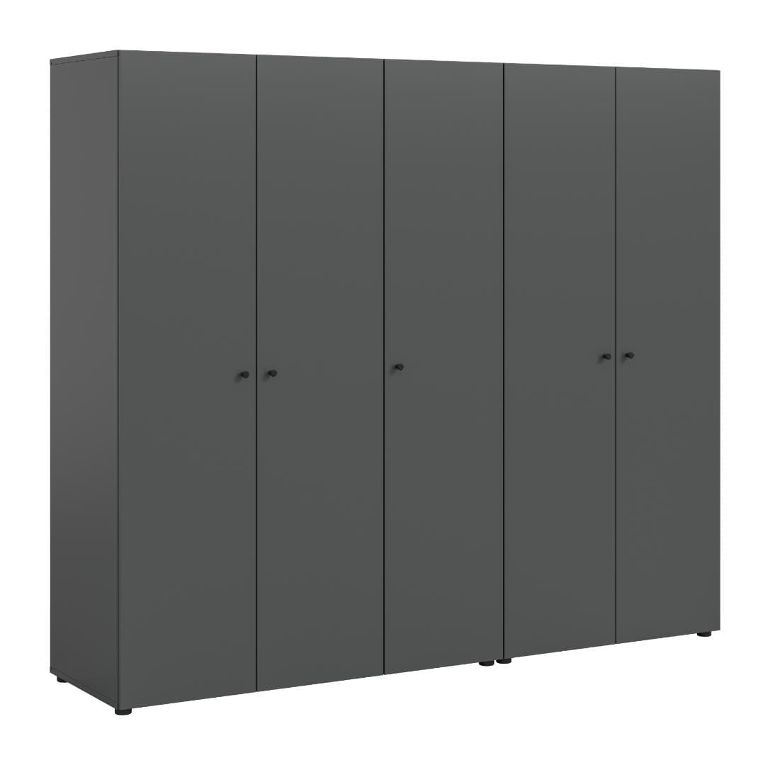 Darwin Kleiderschrank 5 Türen Anthrazit.