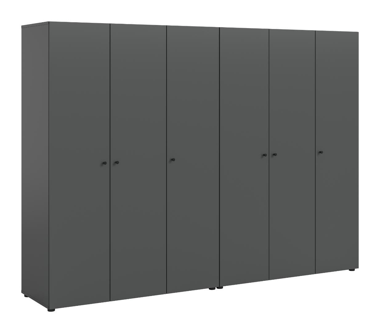 Darwin Kleiderschrank 6 Türen Anthrazit.