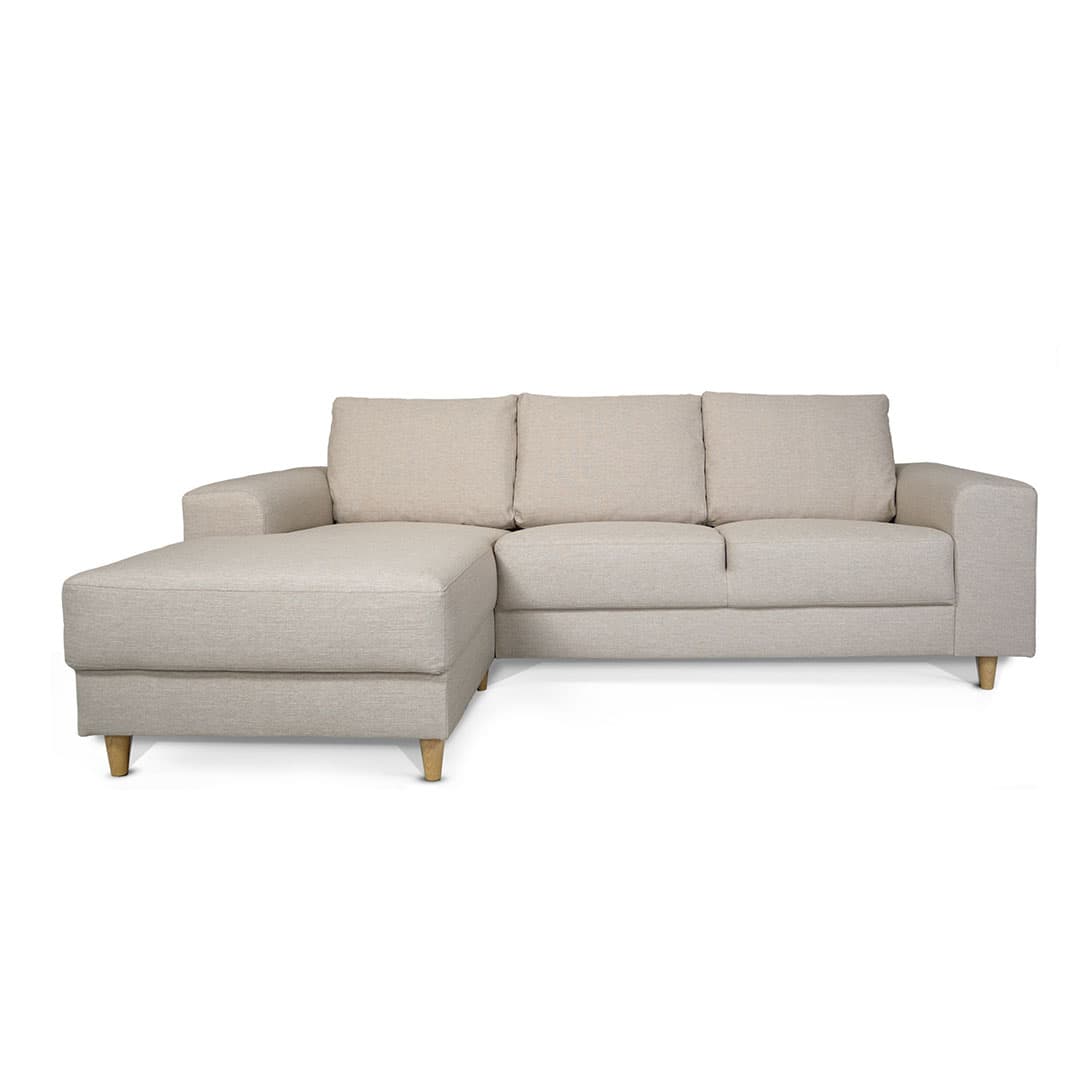 Nordic Sofa mit Chaiselong links gewendet hell beige.