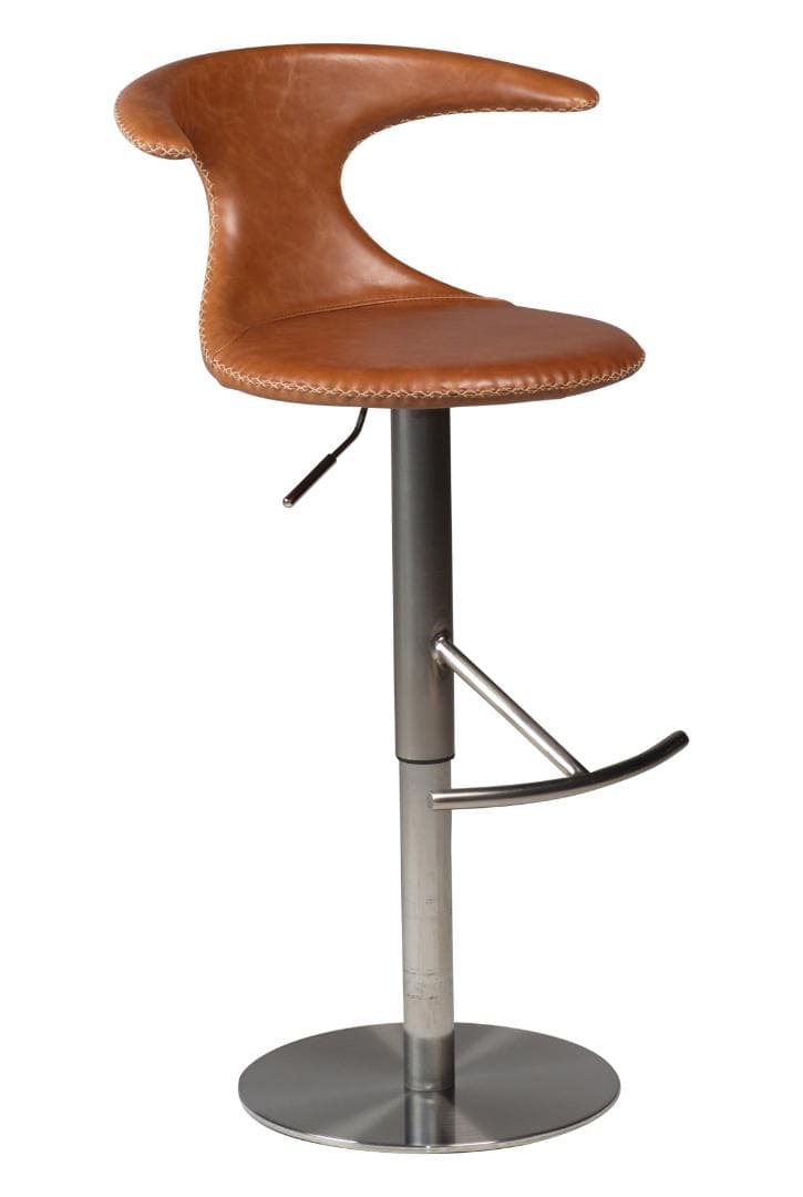 Flair Dan-Form Barhocker Höhenverstellbar Echtes Leder braun.