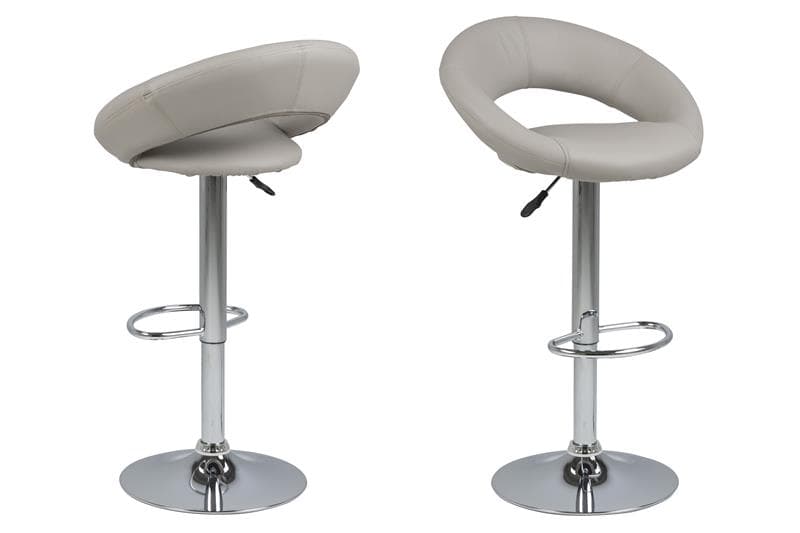 Plus Barhocker in taupe Kunstleder mit Chrom Fuss und Gasdruckfeder.