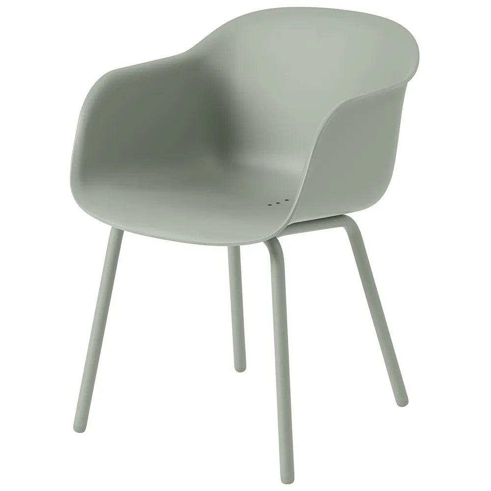 Muuto, Fiber Outdoor Stuhl mit Armlehne Dusty Green
