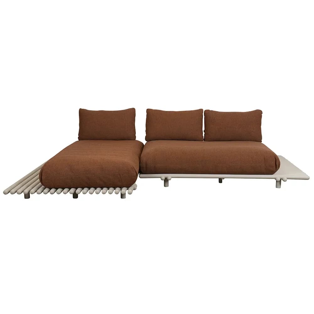 Cane-line, Sticks Sofa mit Chaiselongue Alu/umber brown