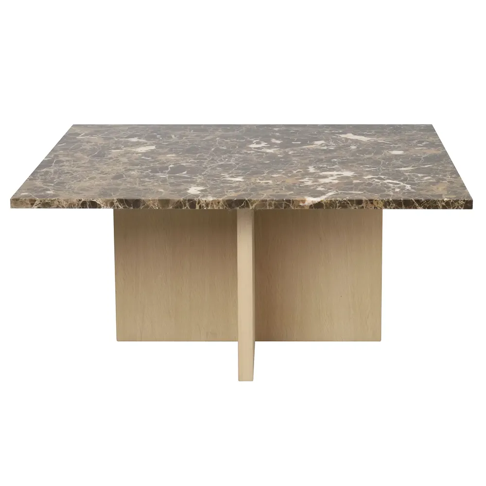 Rowico Home, Brooksville Couchtisch 90x90 cm brauner marmor/weiß pigmentierte eiche