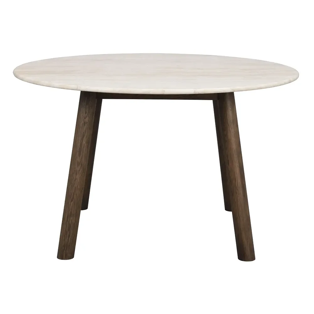 Rowico Home, Taransay Esstisch Ø125 cm beige Travertin/braune Eiche
