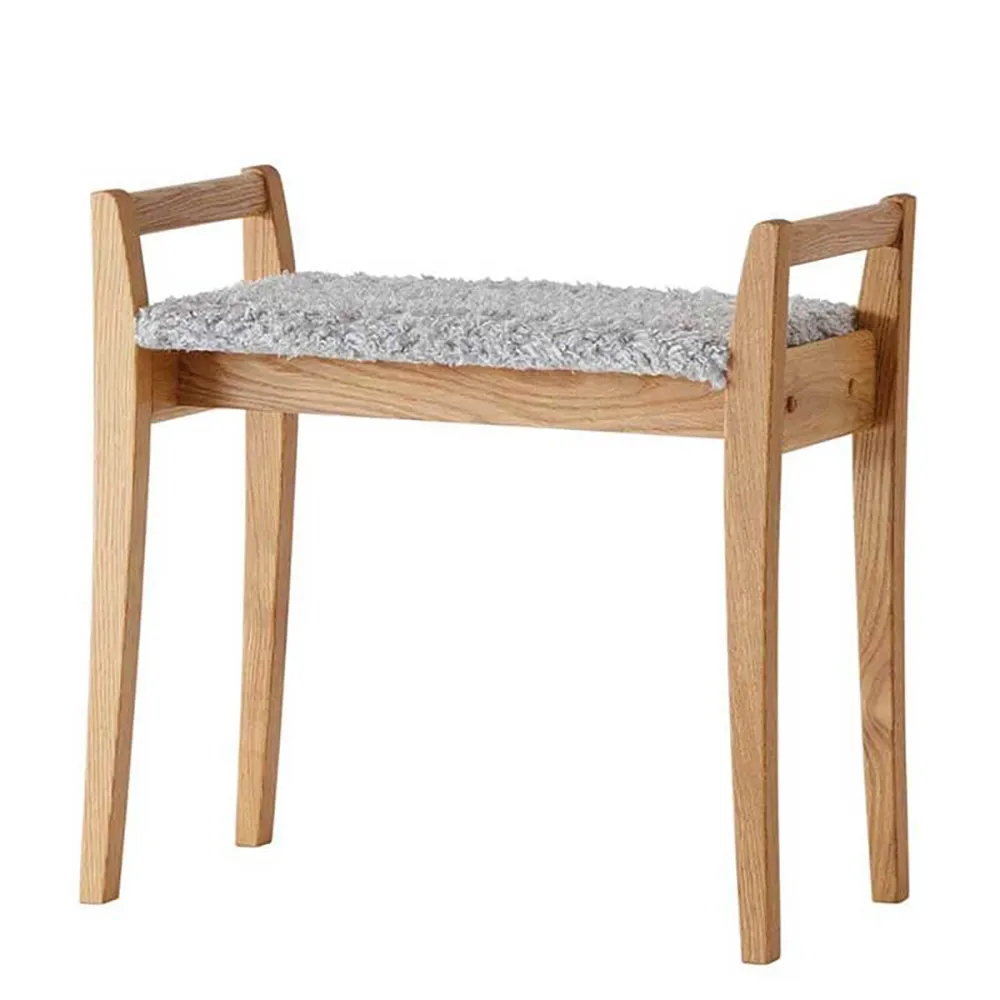 Oscarssons Möbel, Meja Hocker Eiche lackiert/Schafsfell Look Hellgrau