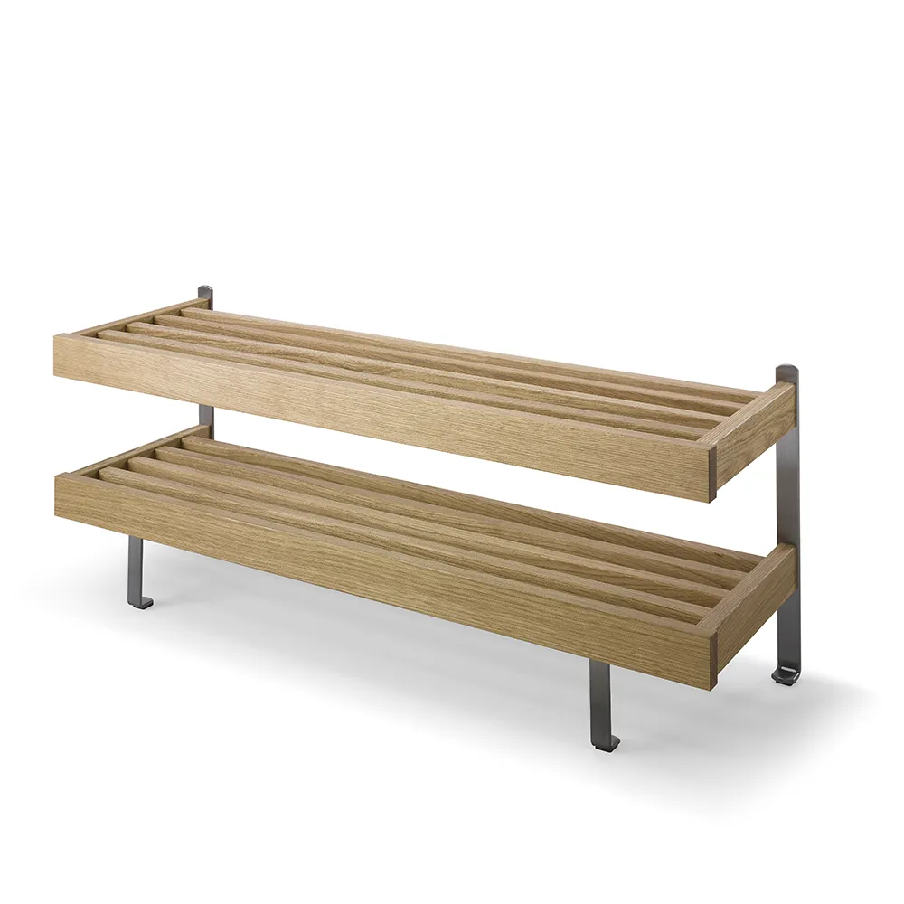 Oscarssons Möbel, Nadja Schuhregal 100 cm Eiche lackiert/Stahl geschliffen