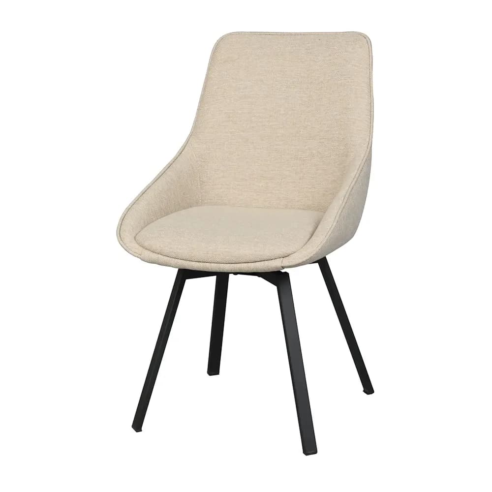 Rowico Home, Alison Esszimmerstuhl hellbeiger stoff/schwarze metallbeine