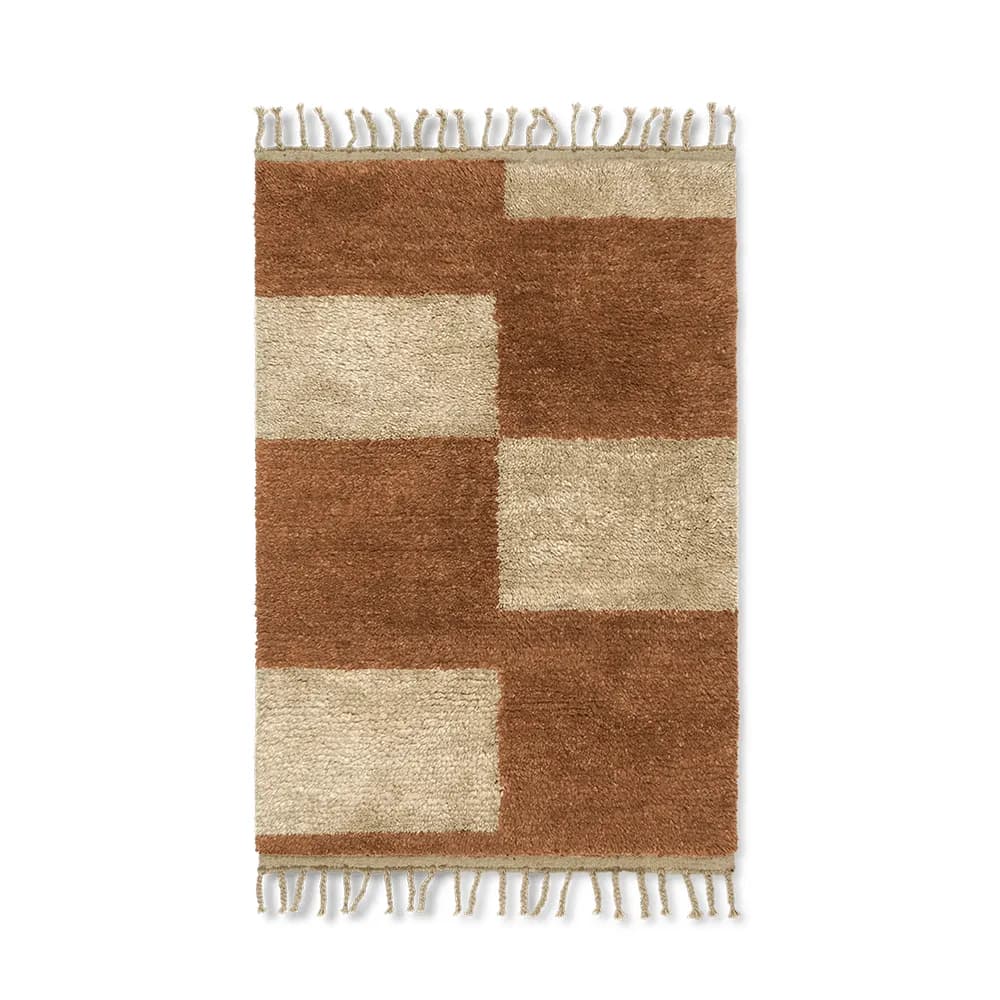 Ferm Living, Mara Knotted Teppich 120x80 cm Dk Brick/Off-W