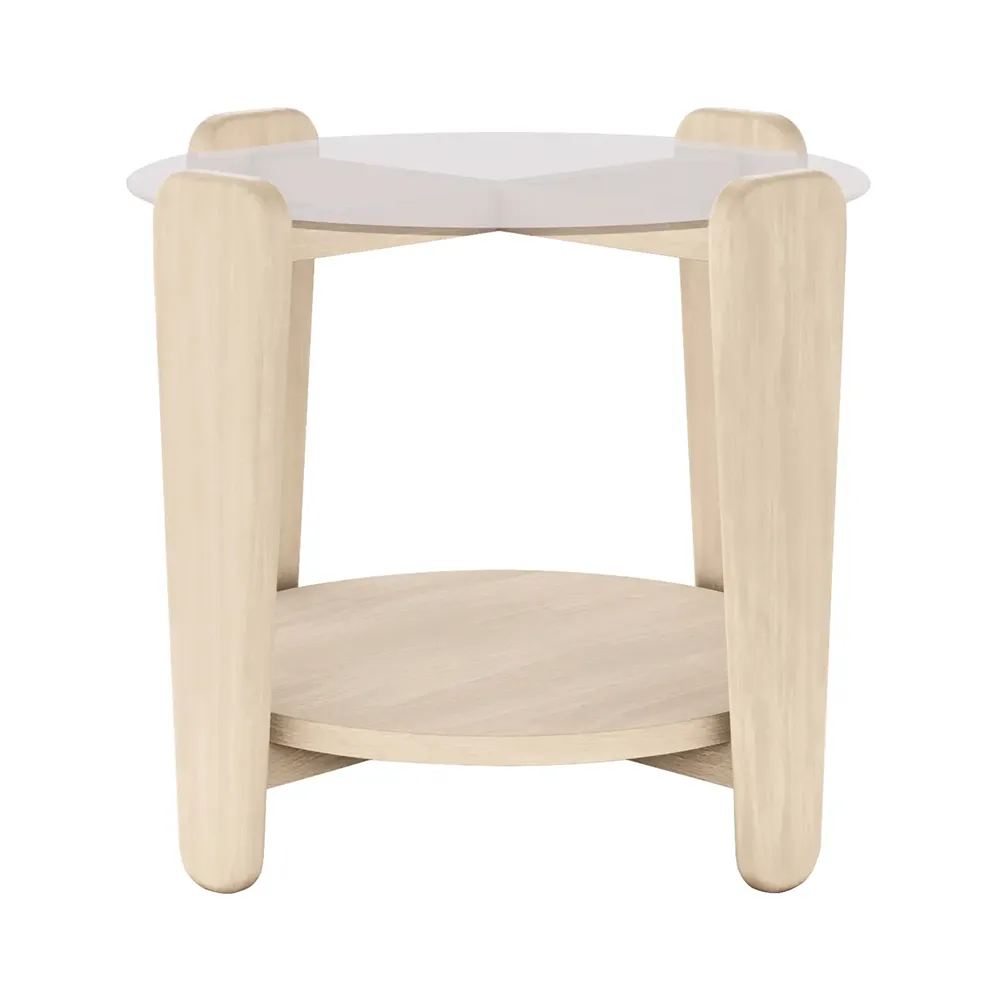 Rowico Home, Arran Couchtisch Ø52 weiß pigmentierte Eiche/Glas