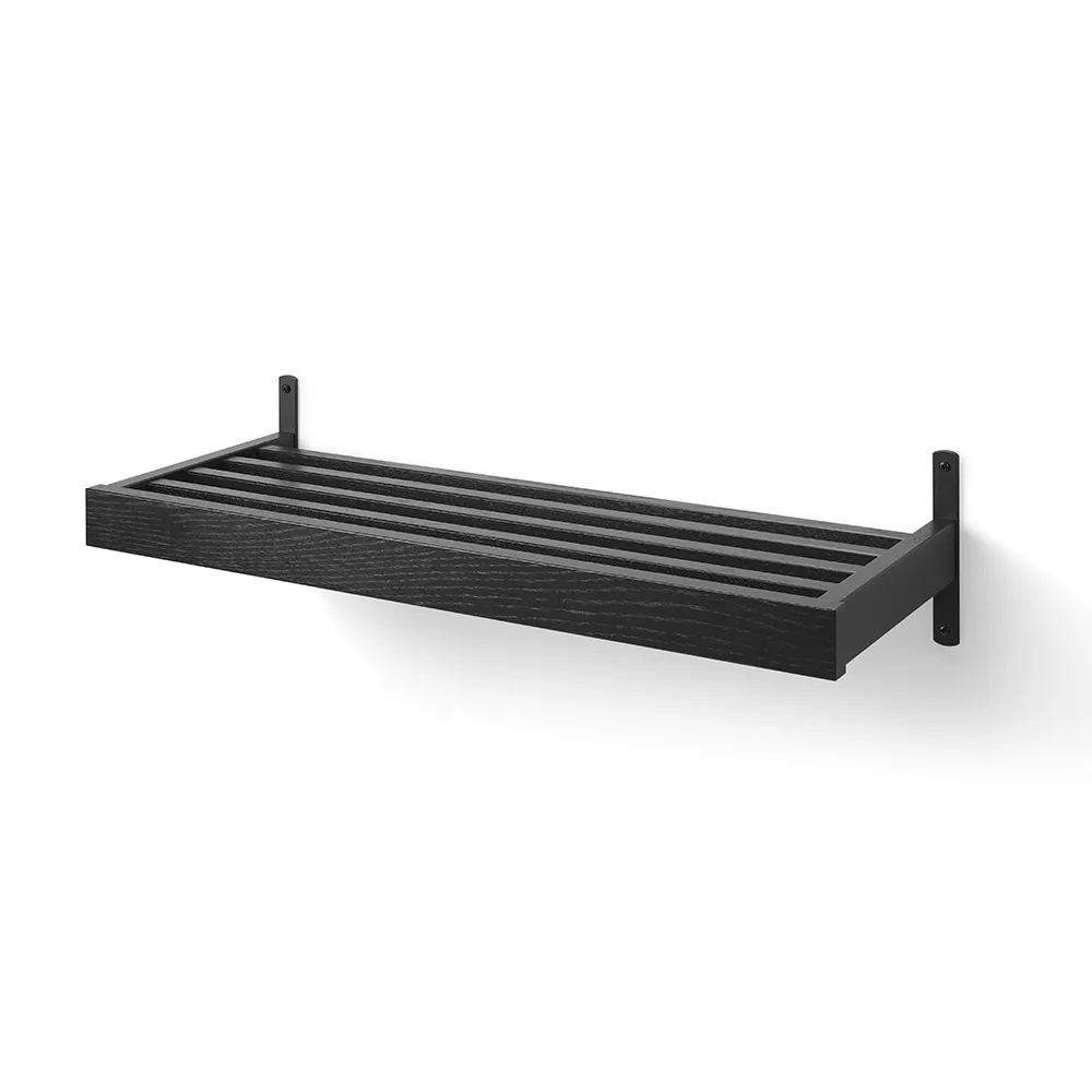 Oscarssons Möbel, Nadja Schuhregal 80 cm wandmontiert Eiche schwarz gebeizt/Mattschwarz Stahl