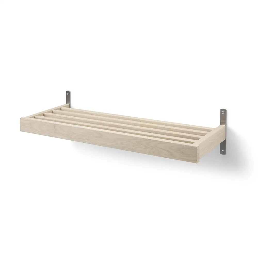 Oscarssons Möbel, Nadja Schuhregal 80 cm Wandmontage Weiß geölte Eiche/Schliffstahl