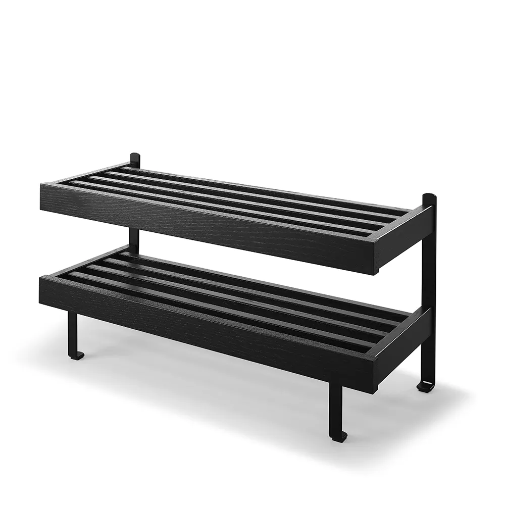 Oscarssons Möbel, Nadja Schuhregal 80 cm Eiche schwarz gebeizt/Stahl mattschwarz