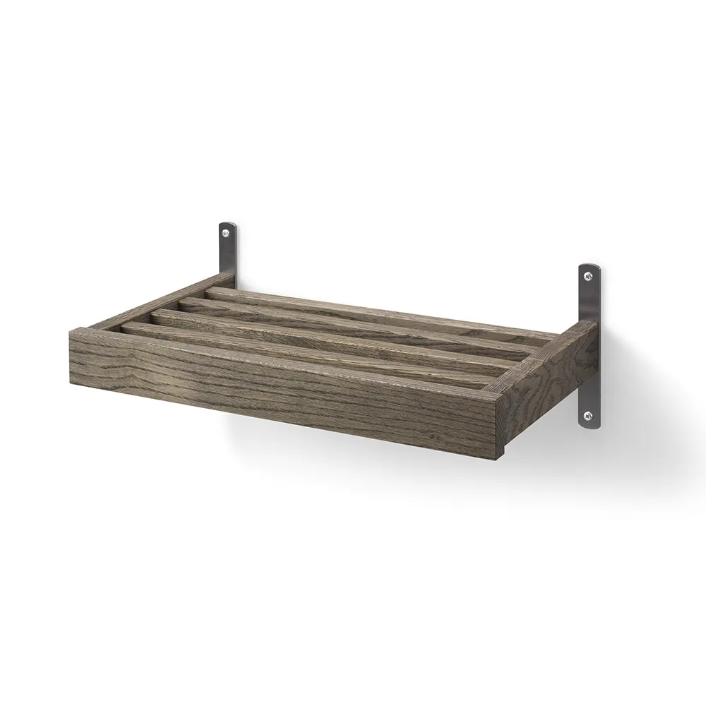 Oscarssons Möbel, Nadja Schuhregal 50 cm Wandmontage Räuchereiche/Stahl geschliffen