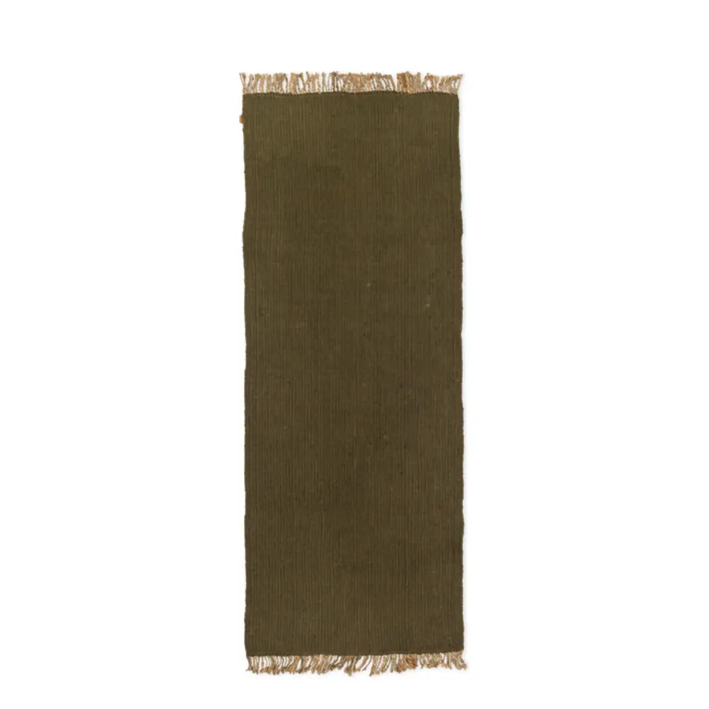 Ferm Living, Block Handgewebter Teppich – Olive/Natur
