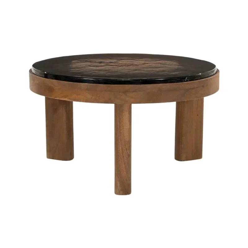 By-Boo, Lucent Couchtisch 60x60x35 cm Mangoholz & Glas Braun