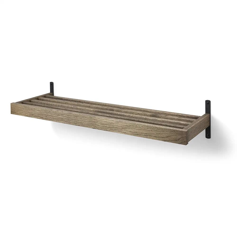Oscarssons Möbel, Nadja Schuhregal 100 cm wandmontiert Eiche geräuchert/Mattschwarz Stahl