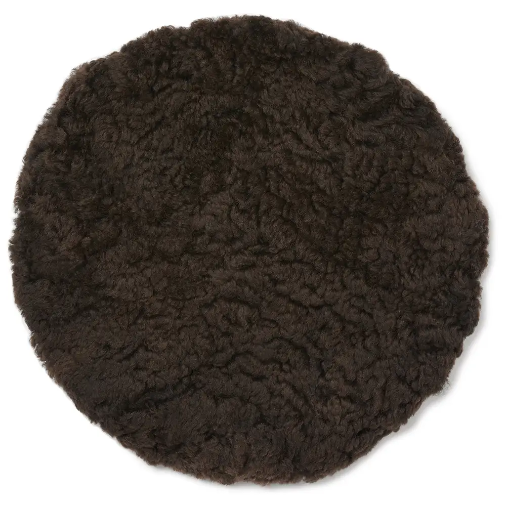 Skinnwille, Curly Sitzkissen ø34 cm Braun mittel