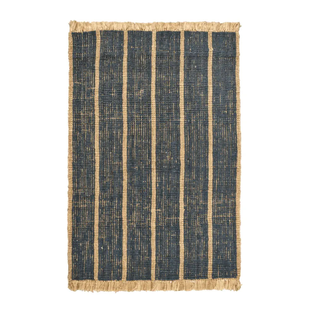 Ferm Living, Athens Handgewebter Juteteppich 170x240 cm - Natural/Ink Blue