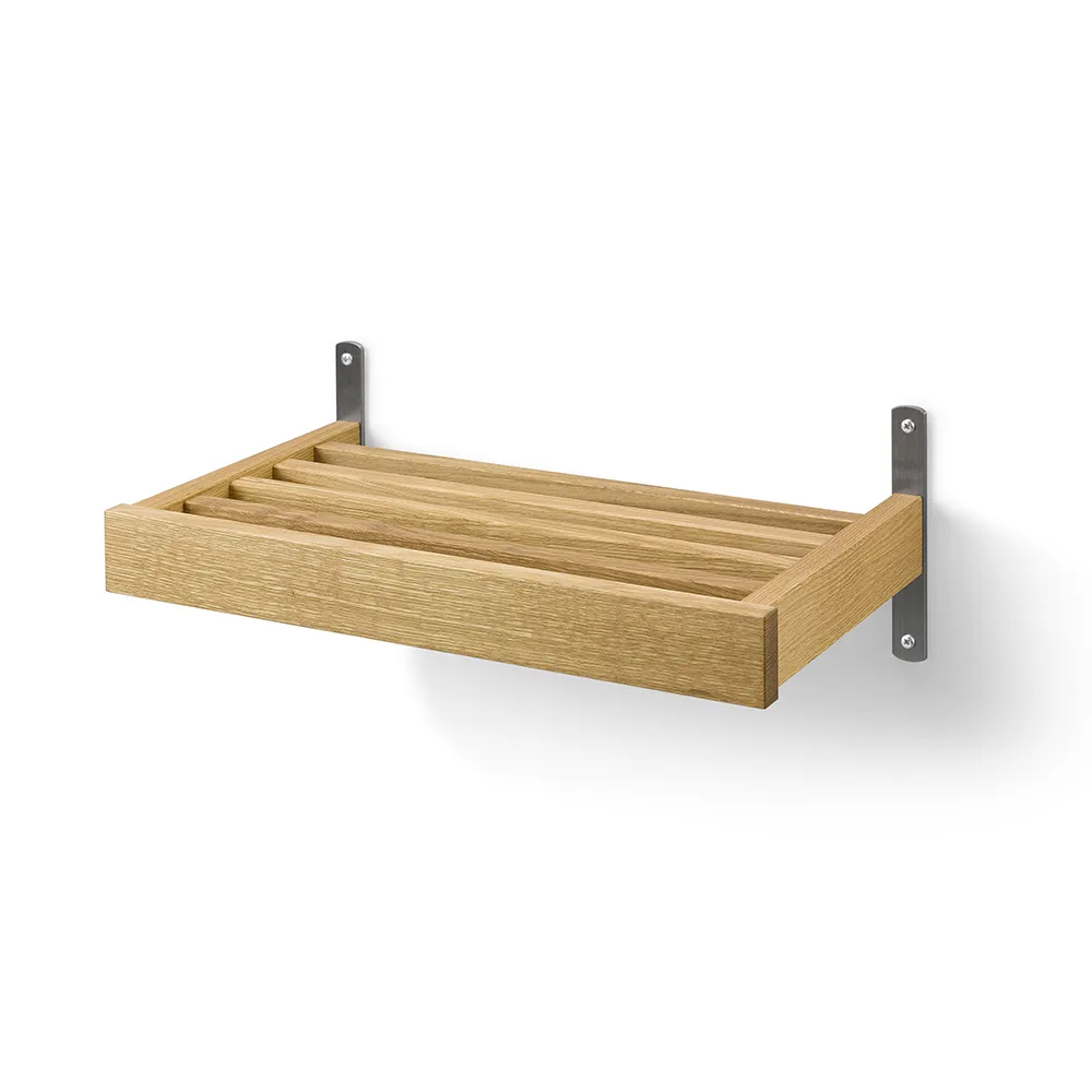 Oscarssons Möbel, Nadja Schuhregal 50 cm Wandmontage Geölte Eiche/Schliffstahl