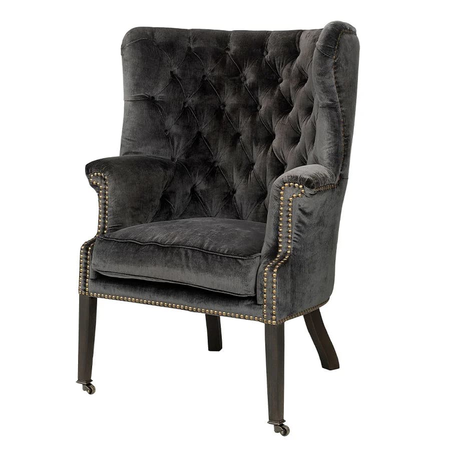 Churchtown Armchair Velvet Dark Grey