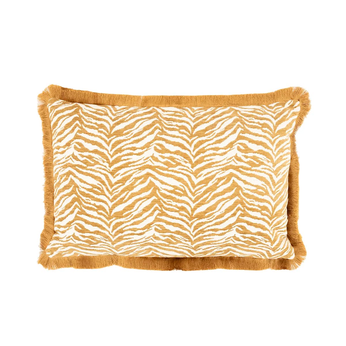 By-Boo, Dekokissen mit Fransen Tigra Mustard 40x60 cm