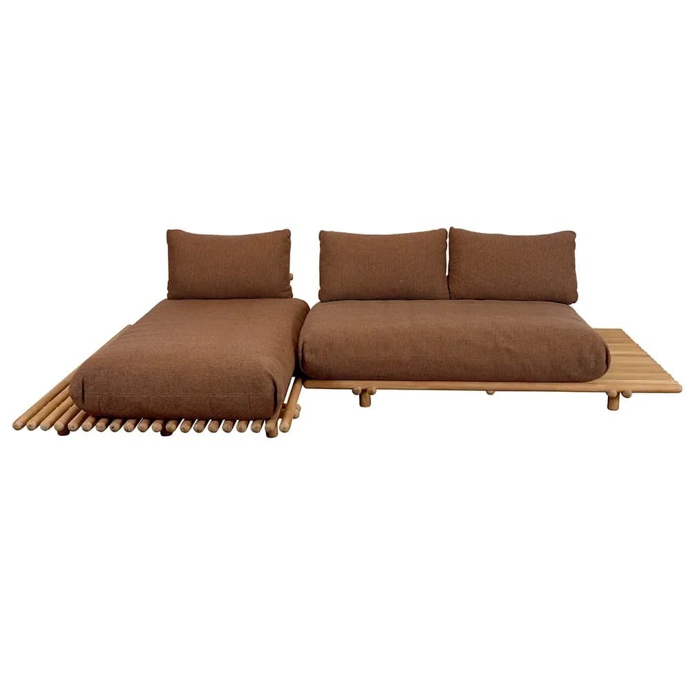 Cane-line, Sticks Sofa mit Chaiselongue Teak/umber brown