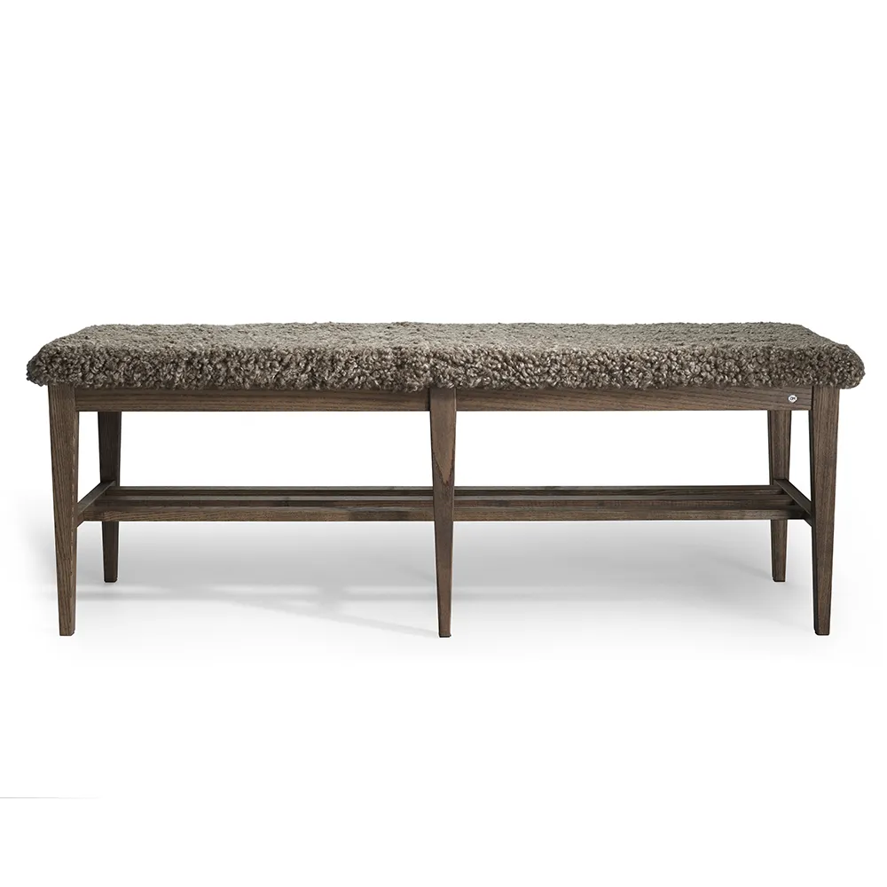 Oscarssons Möbel, Nadja Bank 130 cm Esche braun geölt/Schafsleder Sahara