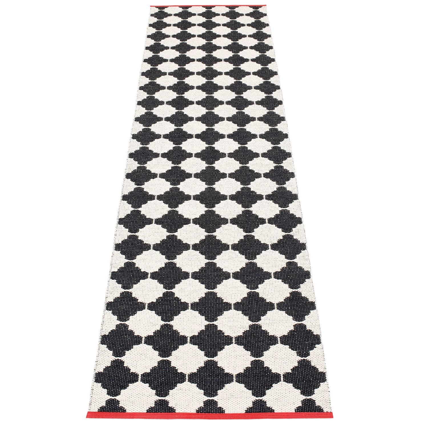 Pappelina, Marre Teppich 70x300 cm black / vanilla coral stripe