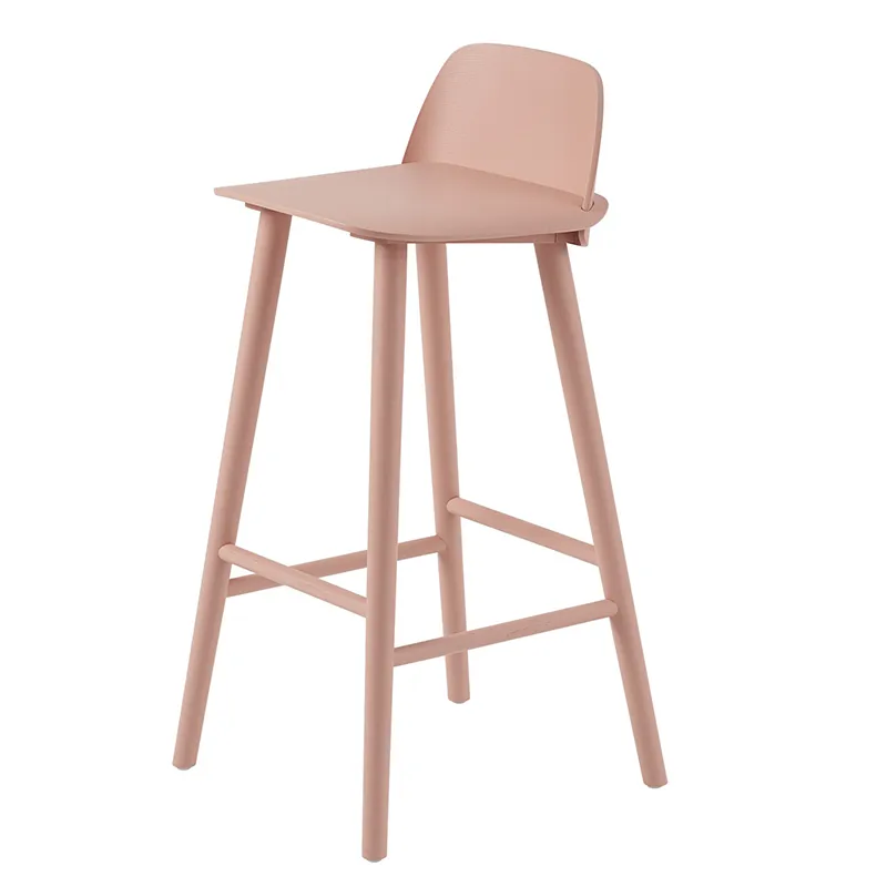 Muuto, Nerd barhocker 75 cm - mit Metallfußstütze - Tan Rose