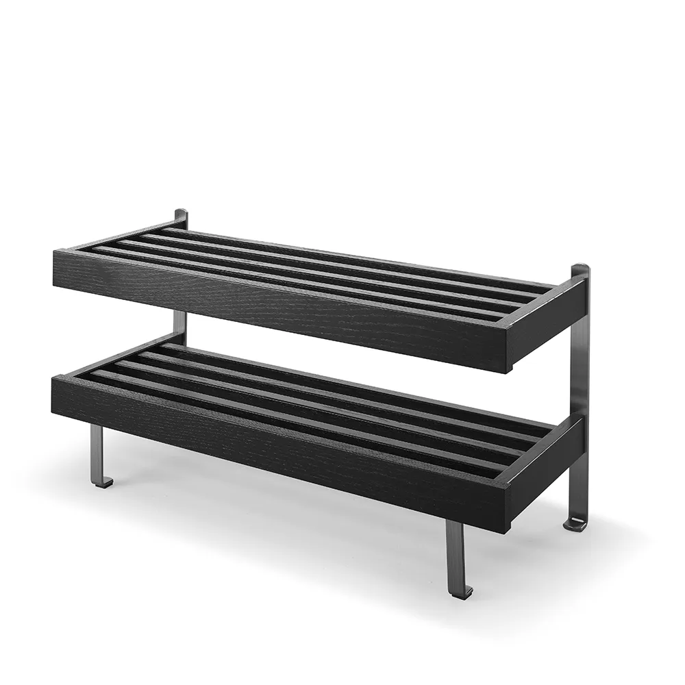 Oscarssons Möbel, Nadja Schuhregal 80 cm Eiche schwarz gebeizt/Stahl geschliffen
