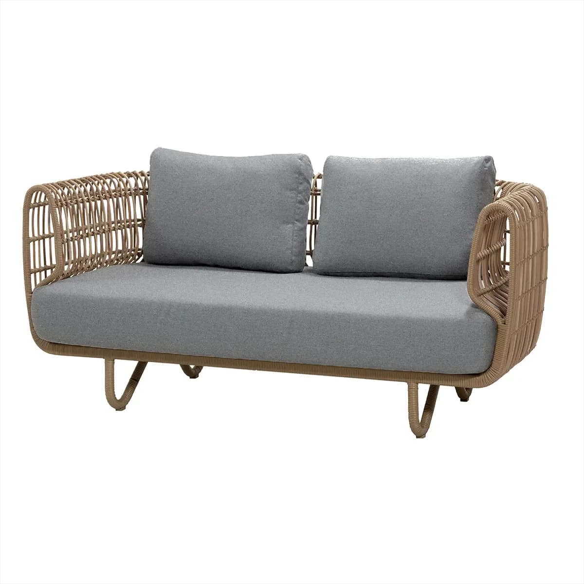 Cane-line, Nest 2-pers. sofa OUTDOOR Inkl. light grey Airtouch kissenset