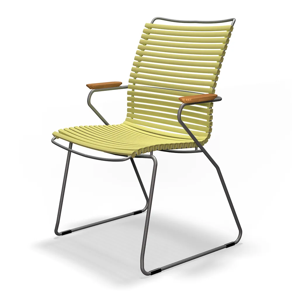 Houe, Click Dining chair tall back Lemon zest. Frame: Grey. Armrest: Bamboo