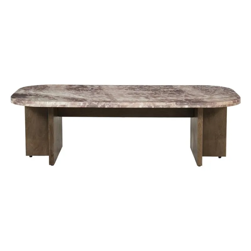 By-Boo, Haussmann Couchtisch 120x59x40 cm Mangoholz & Marmor Rosa