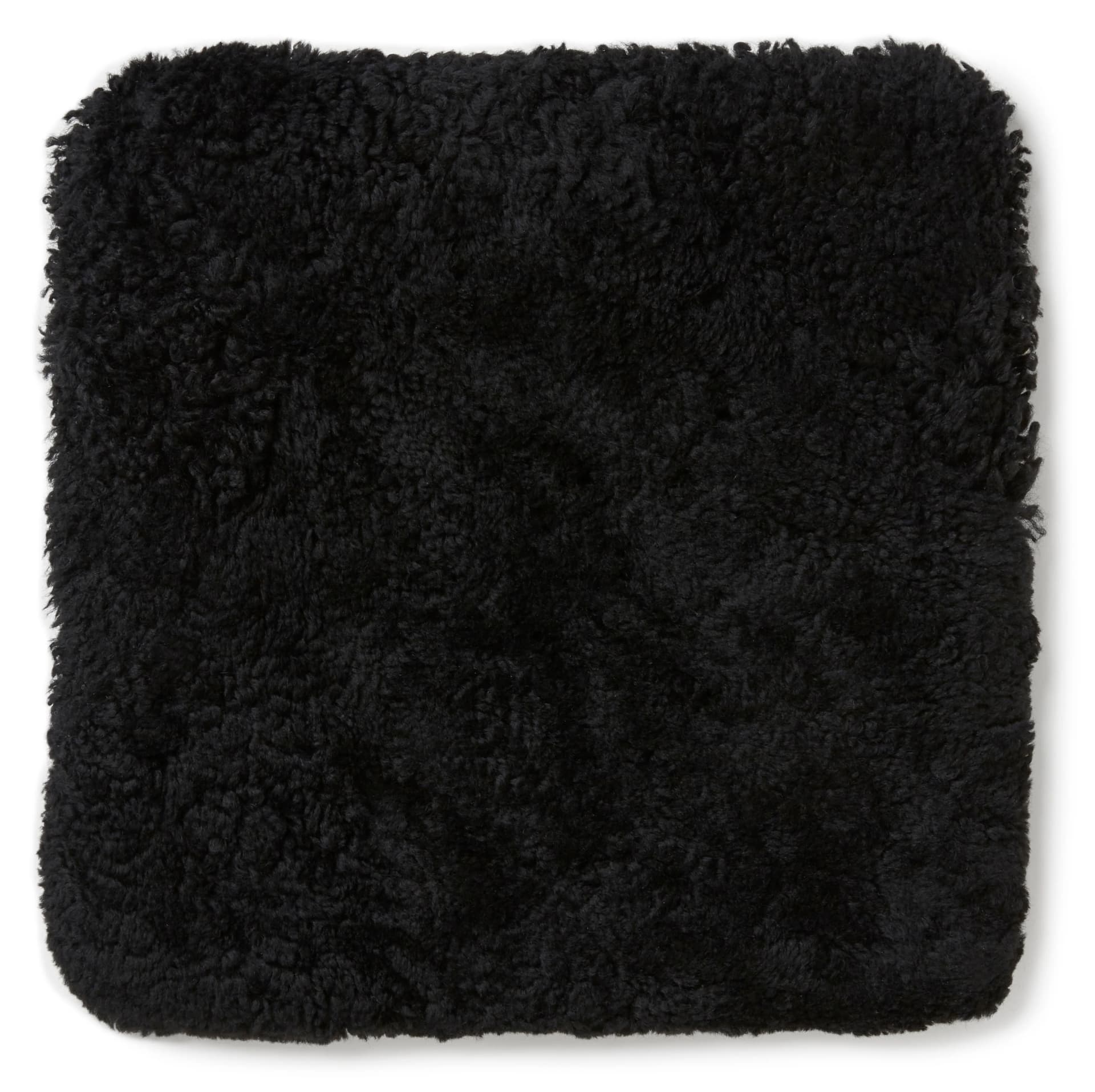 Skinnwille, Curly Sitzbezug Schafsfell 40x40cm Schwarz