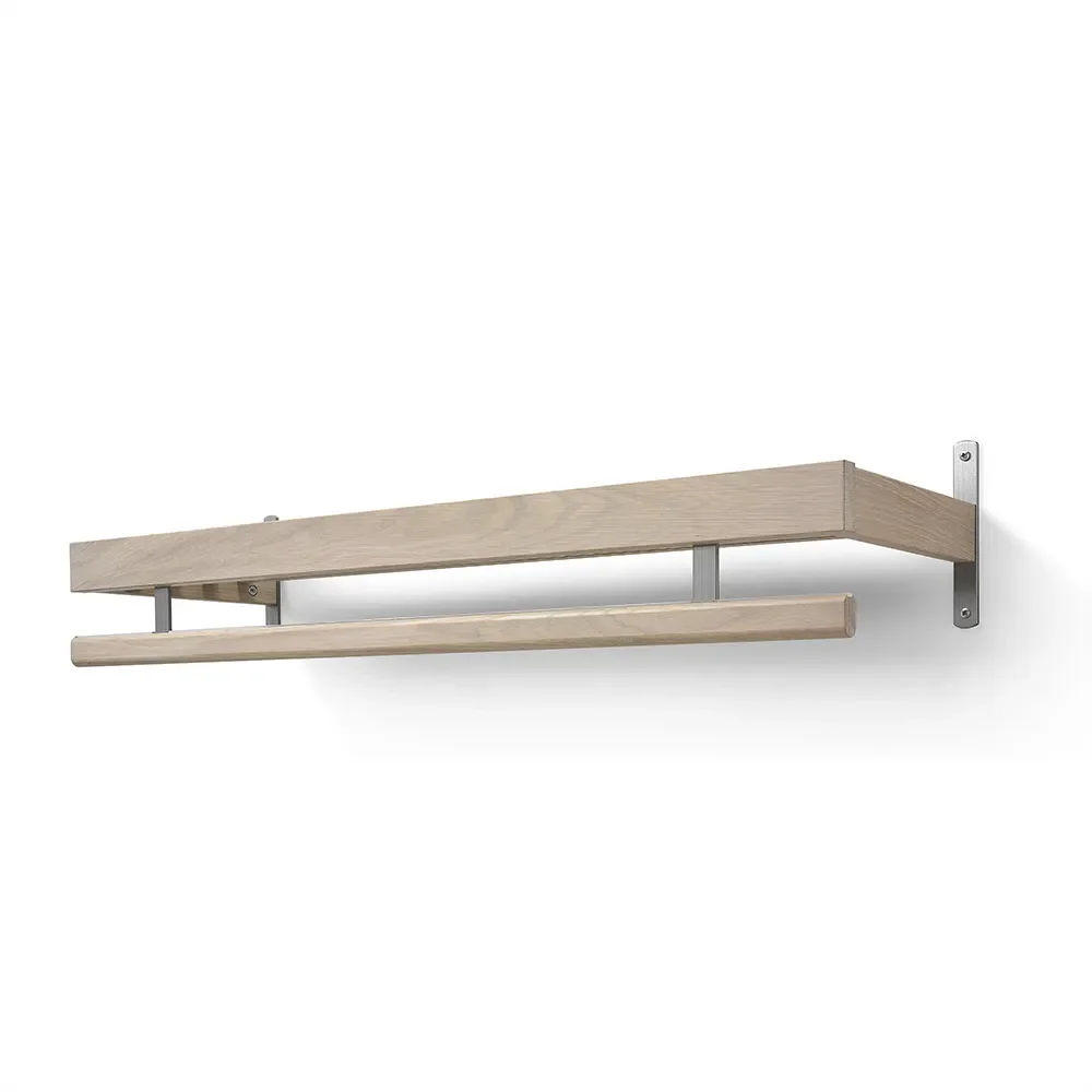 Oscarssons Möbel, Nadja Hutablage 100 cm 1 Ebene Eiche weiß geölt/Stahl geschliffen