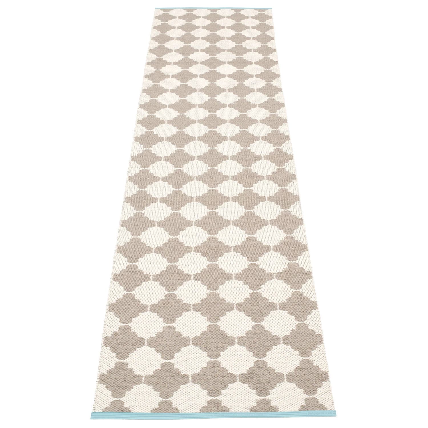 Pappelina, Marre Teppich 70x300 cm mud / vanilla turquoise stripe