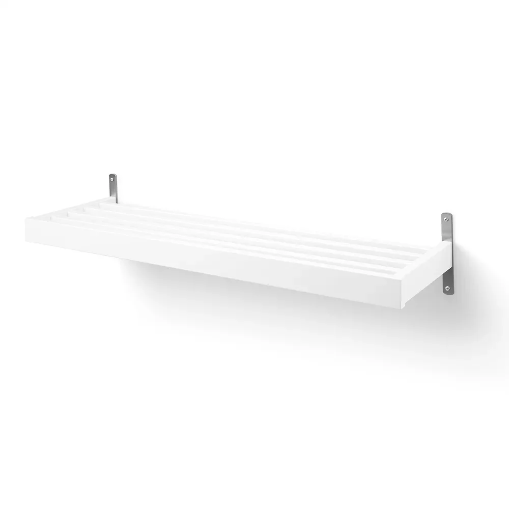 Oscarssons Möbel, Nadja Schuhregal 100 cm Wandmontage Weiß lackiert Birke/Stahl geschliffen