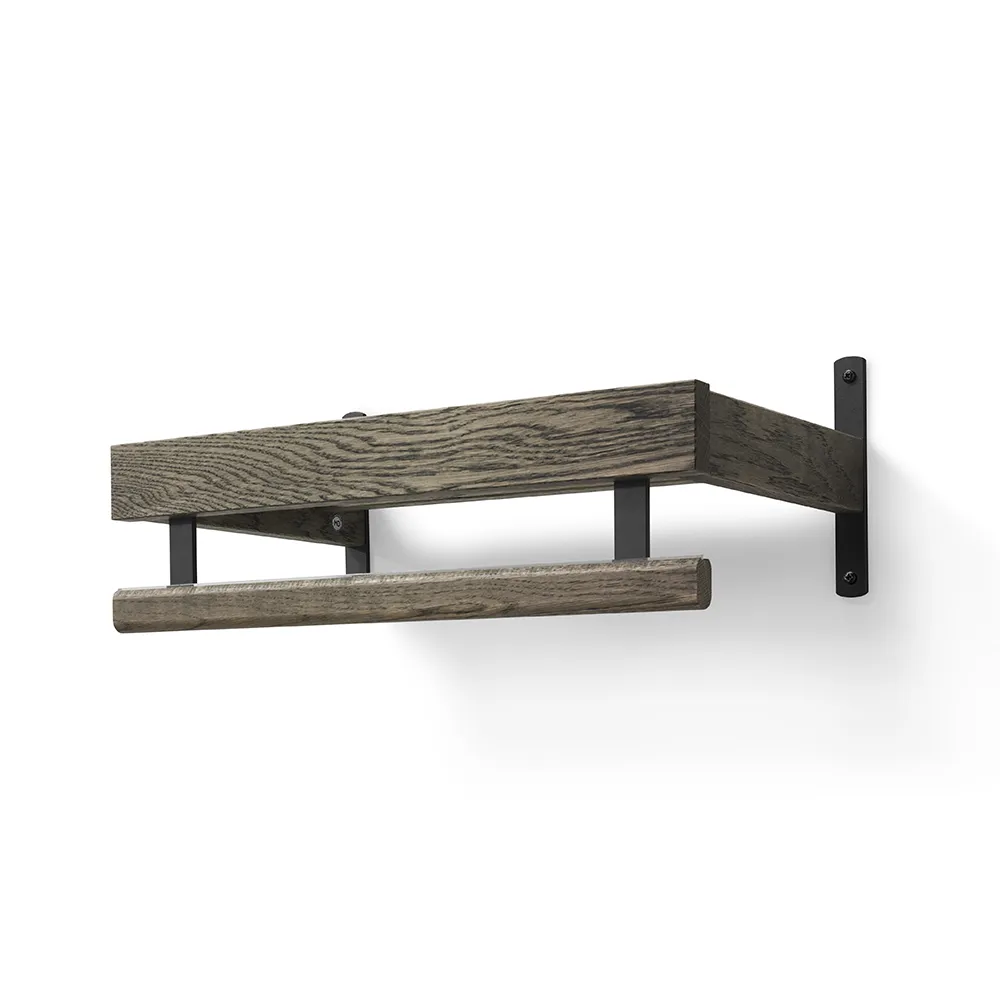 Oscarssons Möbel, Nadja Hutablage 50 cm 1 Ebene Geräucherte Eiche/Mattschwarzer Stahl