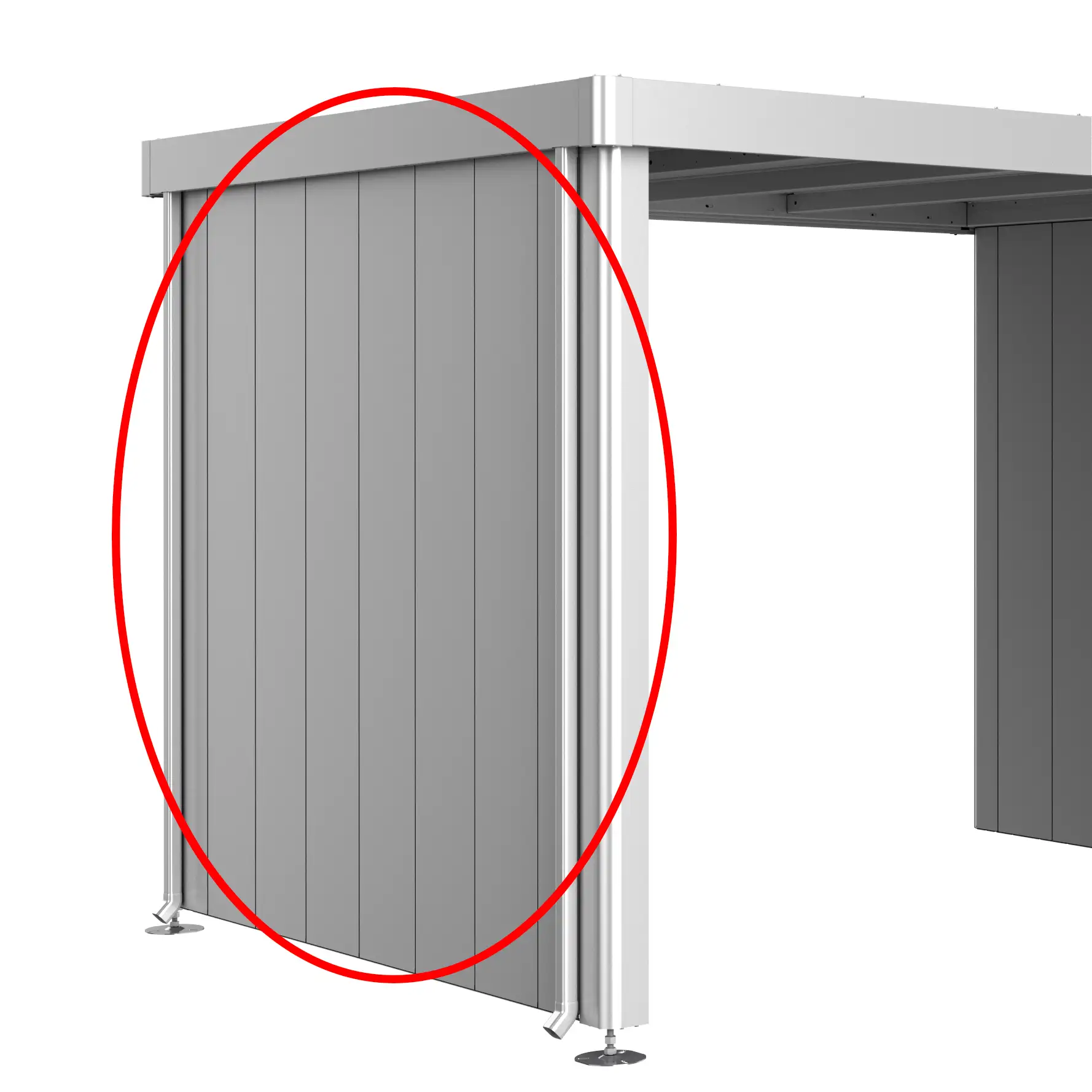 Biohort, Seitenwände für Seitendachgerätehaus Neo 3A/3B/3C metallic silber